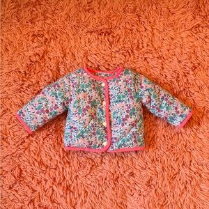 Jacardi Floral Quilted Baby Jacket with Pink Trim